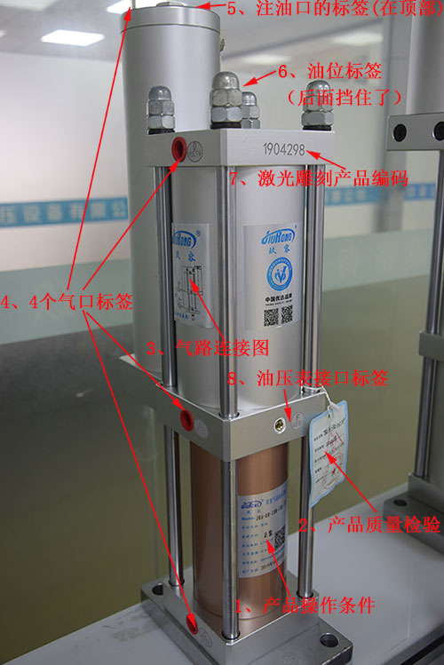 JRA標準型氣液增壓缸的銘牌表達內容
